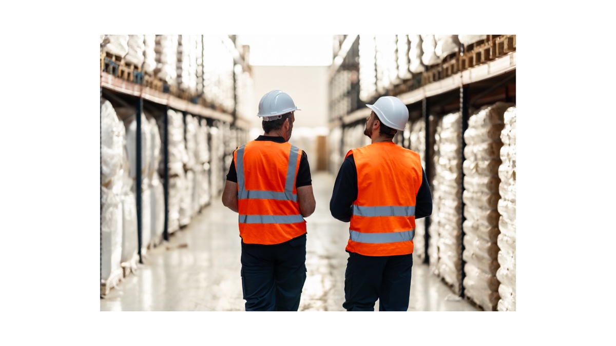 Construction workers in safety equipment