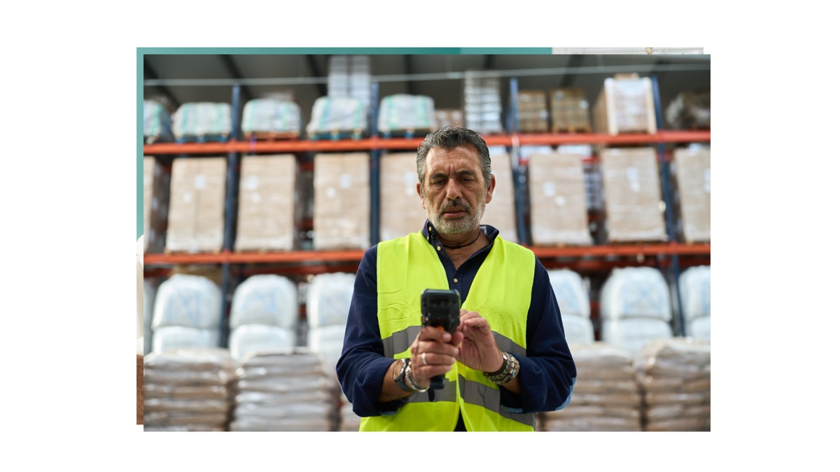 Warehouse worker in high-visibility vest